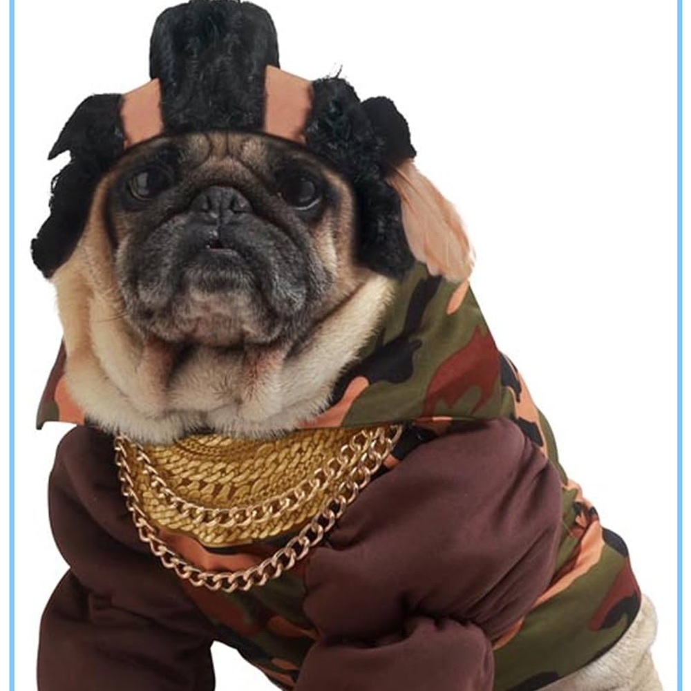Camouflage Dog Outfit with Gold Chain size small new open bag